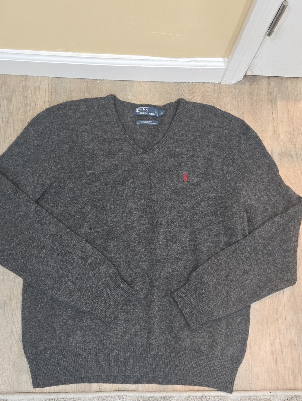 MENS Polo by Ralph Lauren Gray V-Neck Sweater